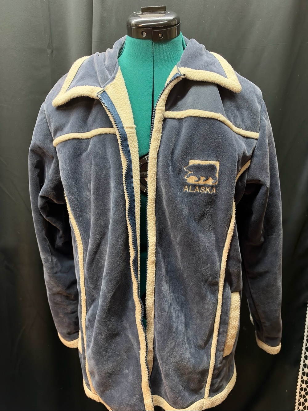 Fleece Jacket Alaska - Navy with Cream Trim
